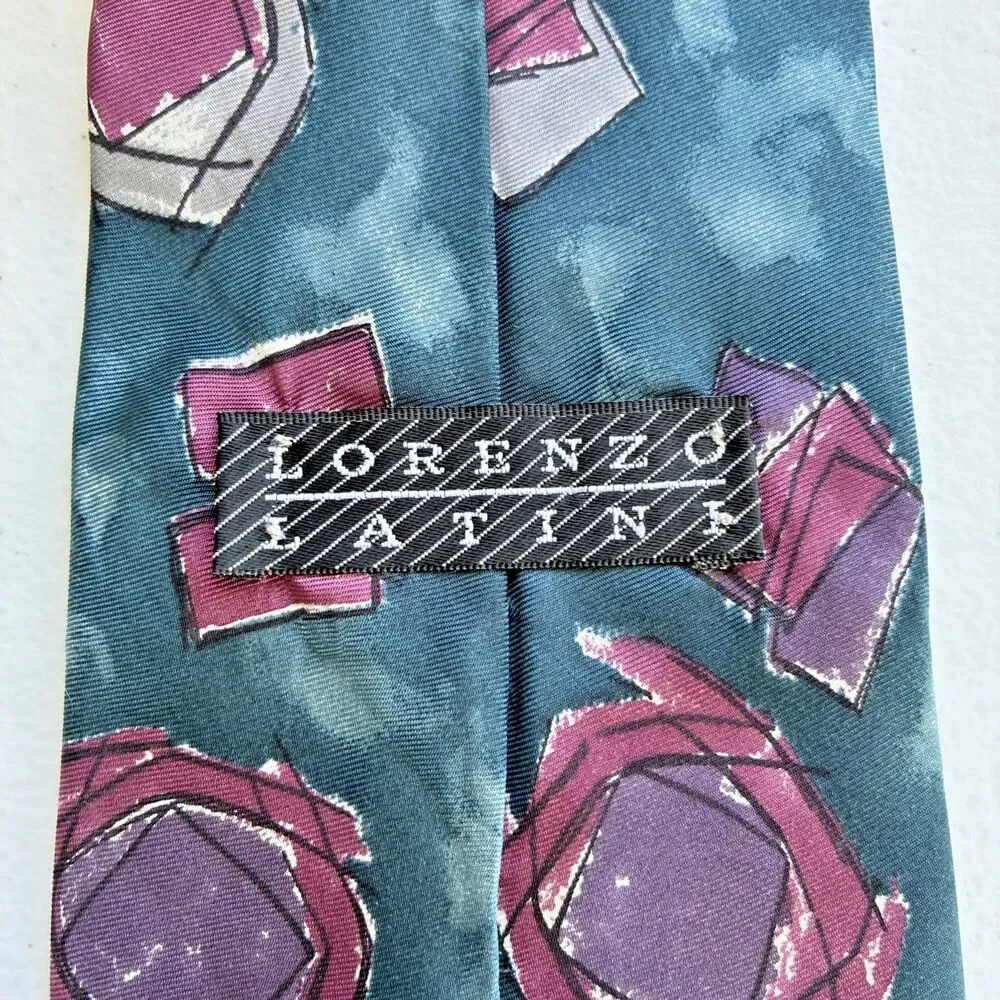 Vintage Lorenzo Latini Italy Hand Made 100% ALL Silk Neck Tie